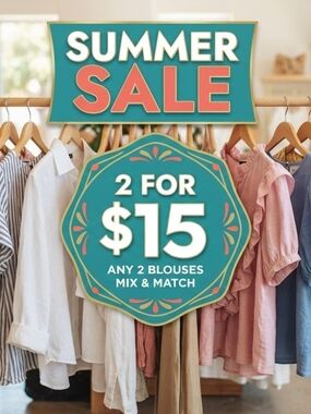 Summer Sale Blouses Any two For $15